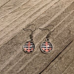 Coral Anchor Drop Earrings